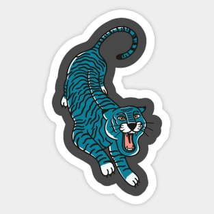 Retro Tiger and Rose Sticker